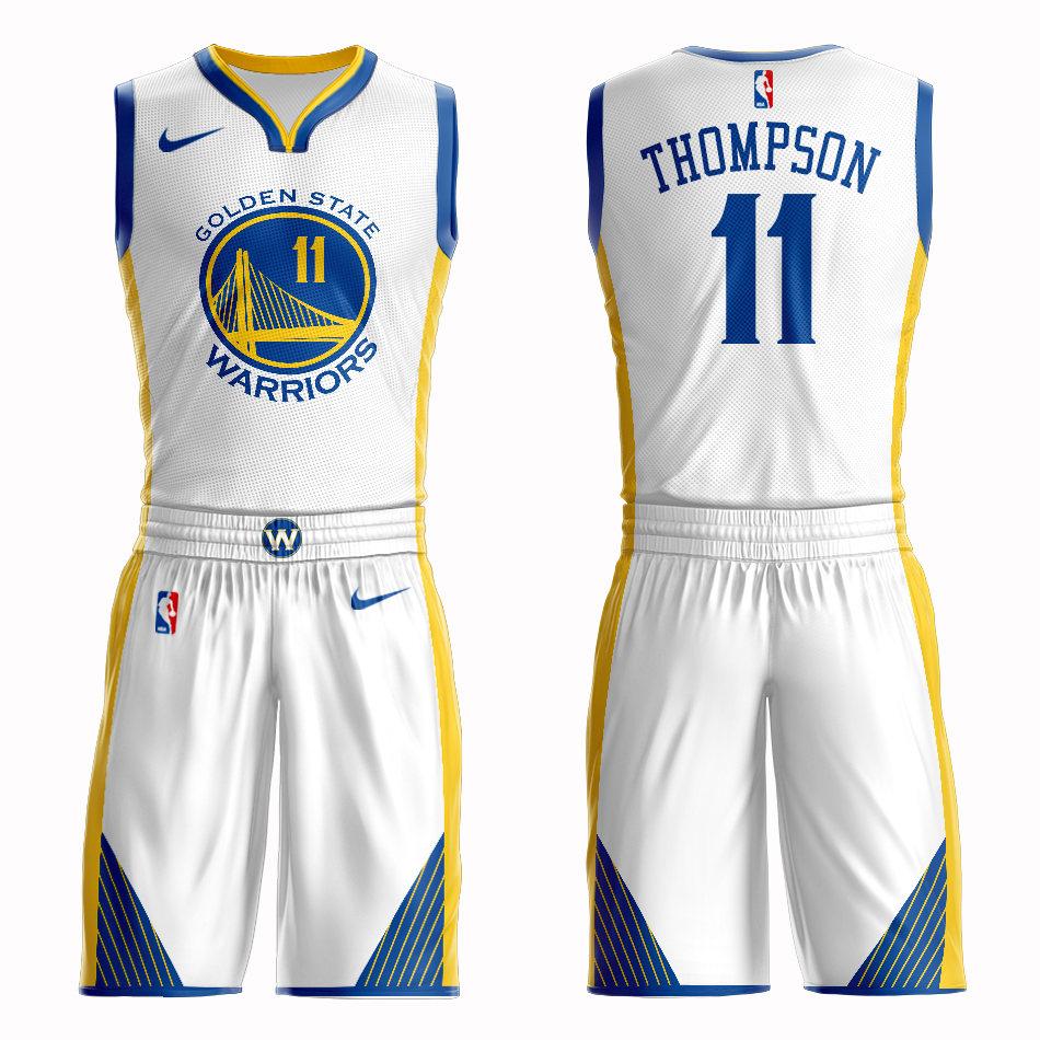 Men 2019 NBA Nike Golden State Warriors 11 Thompson white Customized jersey